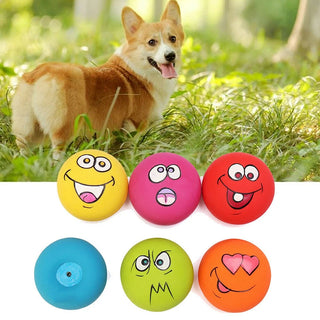 Gummi Hund Ball  Spielzeug Mit Lustigem Gesicht